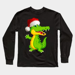 Graphic Style Chistmas Crocodile Long Sleeve T-Shirt